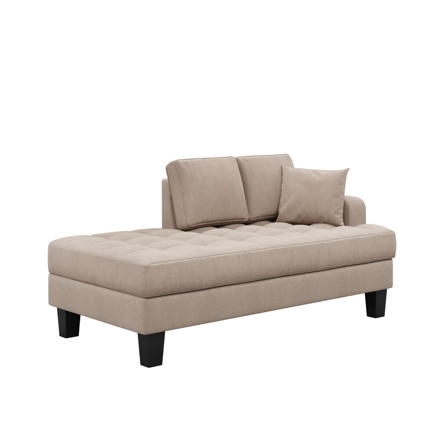 Deep Tufted Upholstered Textured Fabric Chaise Lounge