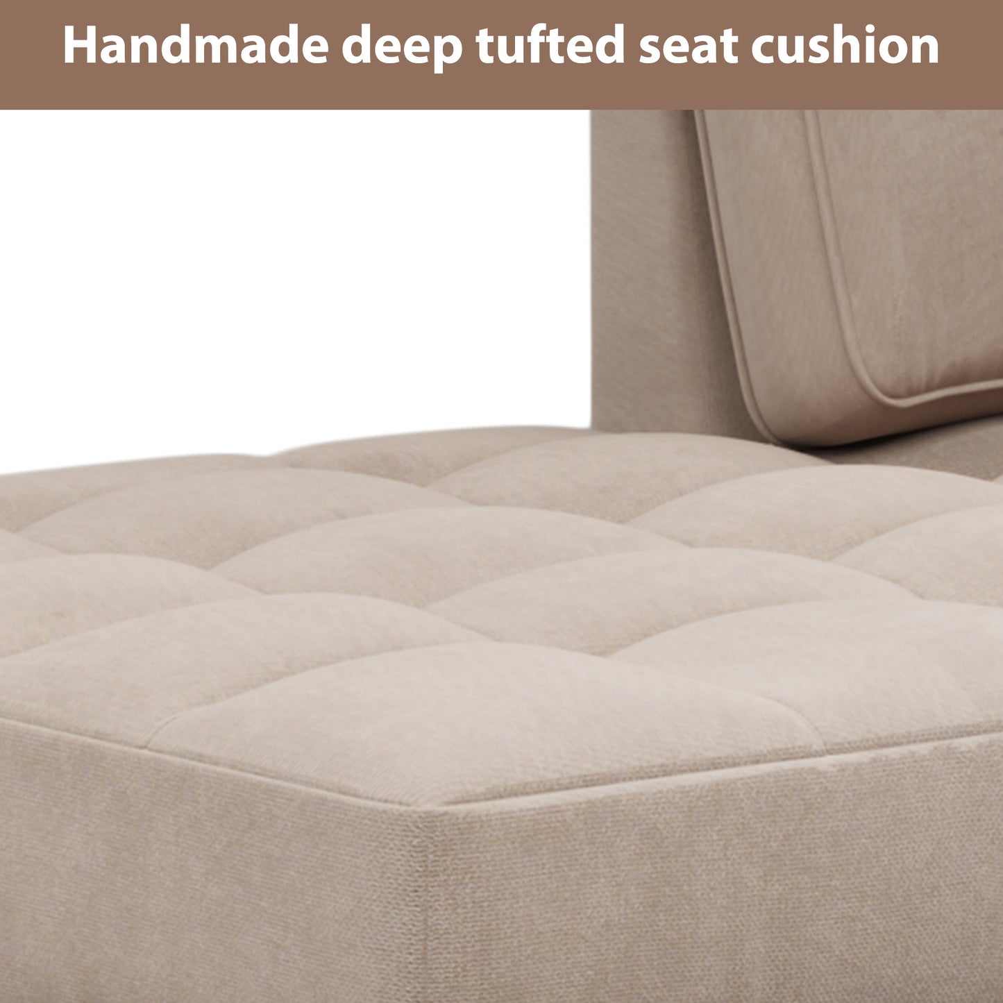 Deep Tufted Upholstered Textured Fabric Chaise Lounge