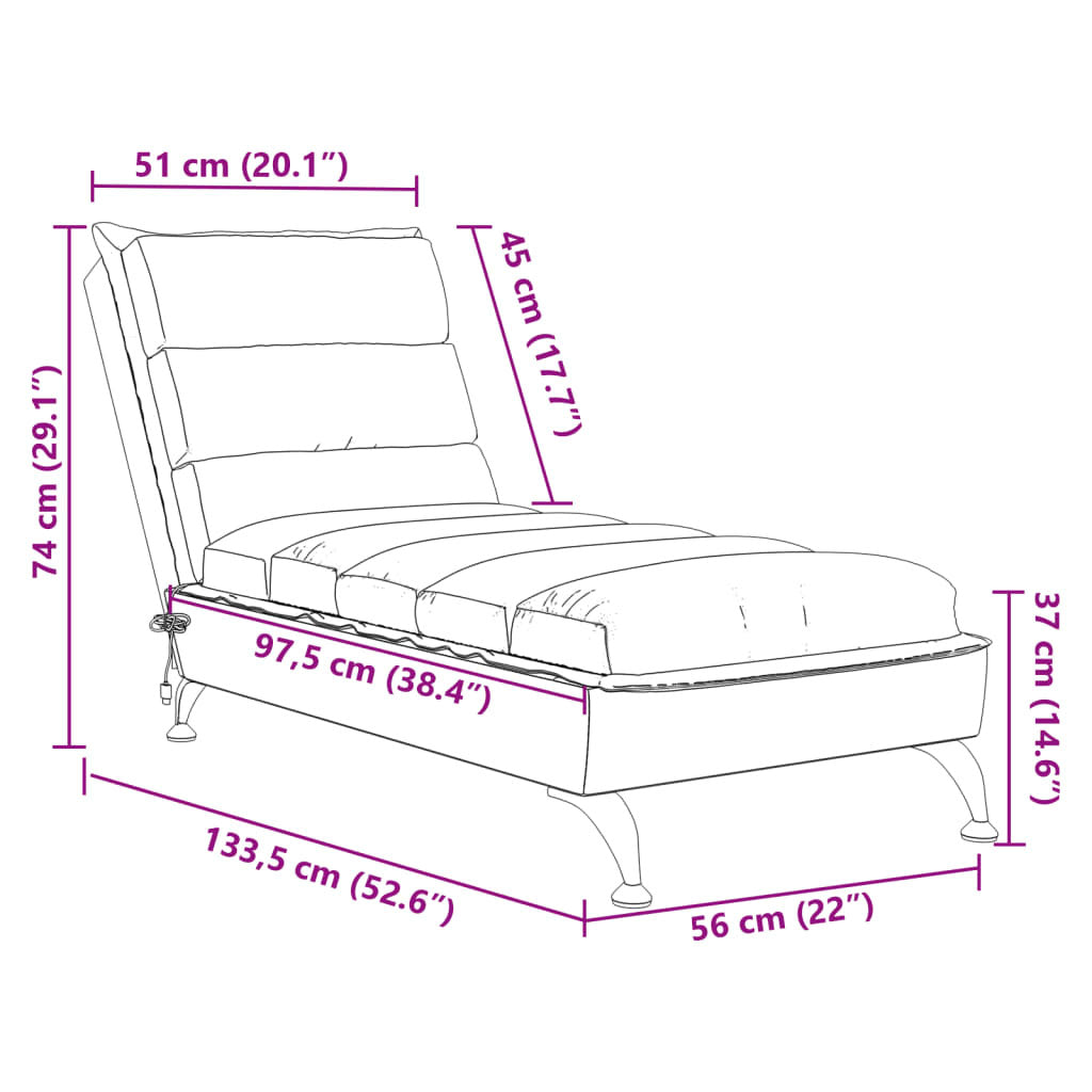 Massage Chaise Lounge with Cushions Dark Gray Fabric