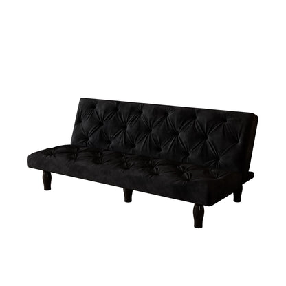 Sofa-to-Bed Evolution: 66" Black Velvet Sofa Bed Transforms Seamlessly, Ideal for Family Living Rooms, Apartments, and Bedrooms