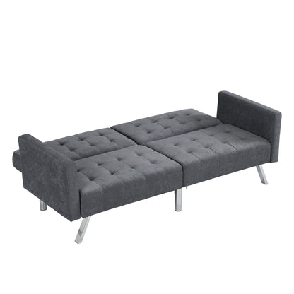 Sofa Bed Convertible Folding Dark Grey Lounge Couch Loveseat Sleeper Sofa Armrests Living Room Bedroom Apartment Reading Room