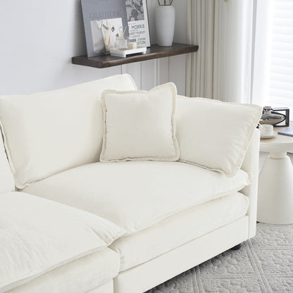 Chenille Two-Seater Sofa with 1 Footrest